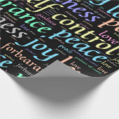 Farbenfrohe Frucht des Geistes in Word Cloud Geschenkpapier (Ecke)