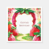 Farbenfrohe Frucht Erdbeere Geburtstag Serviette (Vorderseite)