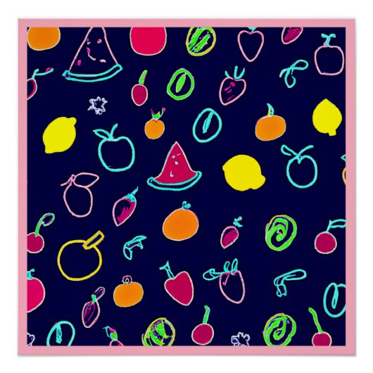 Farbenfrohe Frucht Fantasia Design Poster (Vorderseite)
