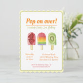 Farbenfrohe Frucht Popsicle Sommer Geburtstag Einladung (Stehend Vorderseite)