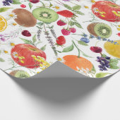 Farbenfrohe Frucht und Kräutermuster Geschenkpapier (Ecke)