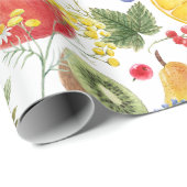 Farbenfrohe Frucht und Kräutermuster Geschenkpapier (Rolleneckpunkt)