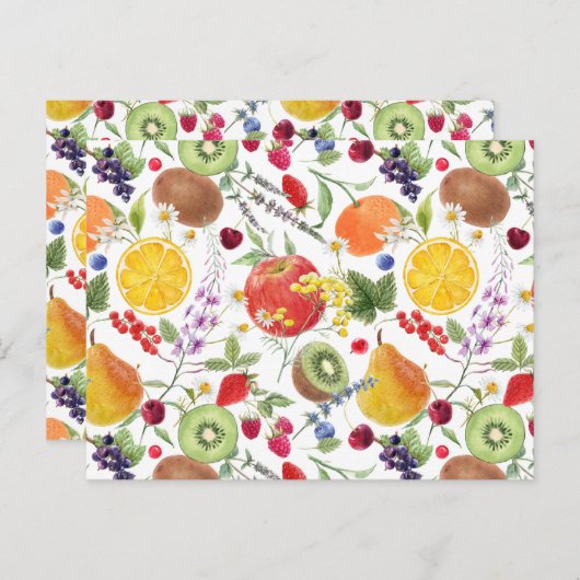 Farbenfrohe Frucht und Kräutermuster Postkarte (Vorne/Hinten)