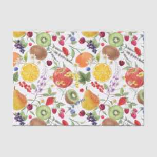 Farbenfrohe Frucht und Kräutermuster Seidenpapier