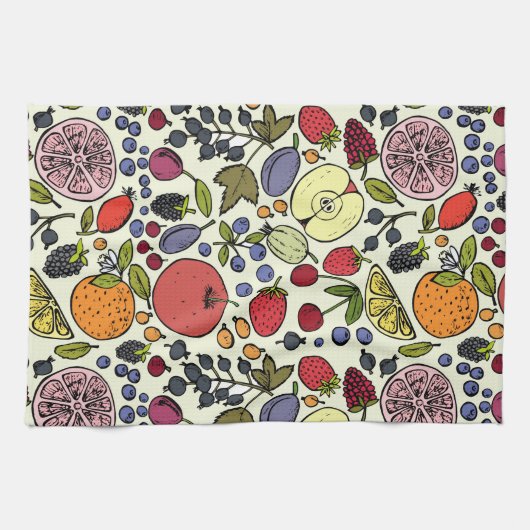 Farbenfrohe Fruchtdarstellung Geschirrtuch (Horizontal)