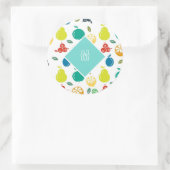 Farbenfrohe Früchte Custom Monogram Simple Runder Aufkleber (Tasche)
