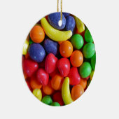 Farbenfrohe Früchte in Form von Süßigkeiten Keramikornament (Rechts)