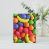 Farbenfrohe Früchte in Form von Süßigkeiten Postkarte (Stehend Vorderseite)