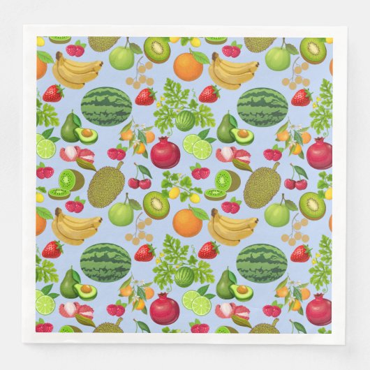Farbenfrohe Früchte Muster 01.b Blau BG Serviette (Vorderseite)