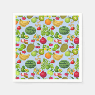 Farbenfrohe Früchte Muster 01.b Blau BG Serviette