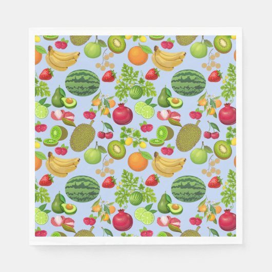 Farbenfrohe Früchte Muster 01.b Blau BG Serviette (Vorderseite)