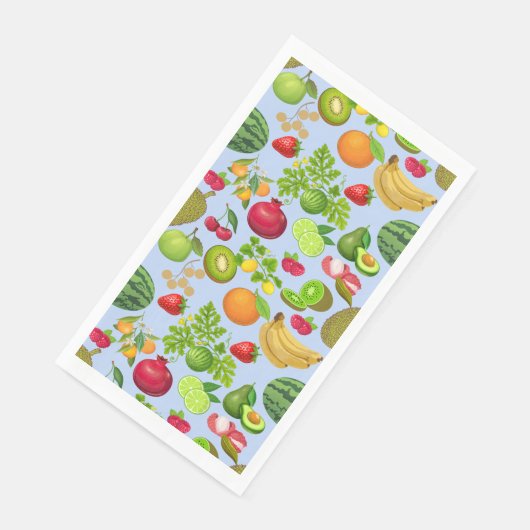 Farbenfrohe Früchte Muster 01.b Blau BG Serviette (Ecke)