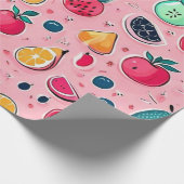 Farbenfrohe Früchte Rosa Dekoration Geschenkpapier (Ecke)