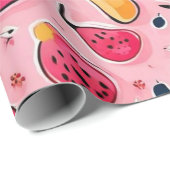 Farbenfrohe Früchte Rosa Dekoration Geschenkpapier (Rolleneckpunkt)