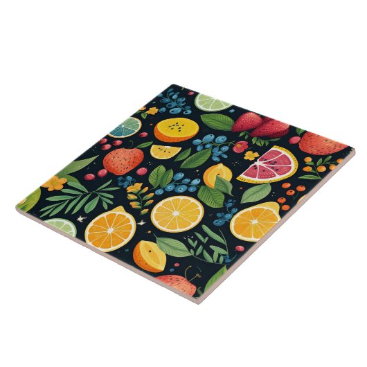 Farbenfrohe Fruchtmuster Fliese (Seite)