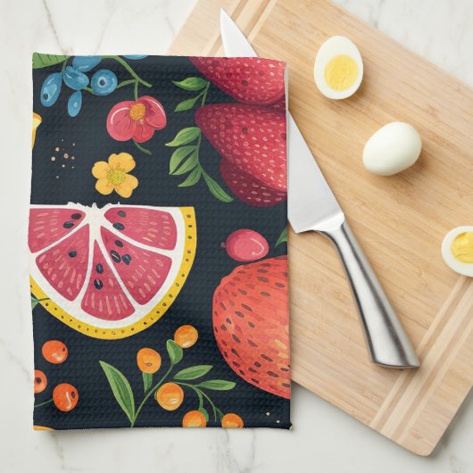 Farbenfrohe Fruchtmuster Geschirrtuch (Viertel Falte)