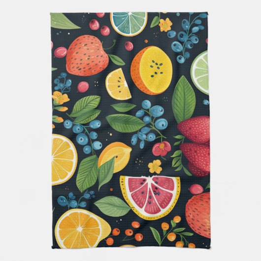 Farbenfrohe Fruchtmuster Geschirrtuch (Vertikal)