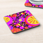 Farbenfrohe Fruchtmuster Getränkeuntersetzer (Linke Seite)