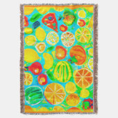 Farbenfrohe Fruchtmuster. Jetzt kaufen Decke (Vorderseite Vertikal)