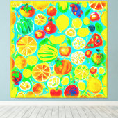 Farbenfrohe Fruchtmuster. Jetzt kaufen Leinwanddruck (Insitu (Holzboden))