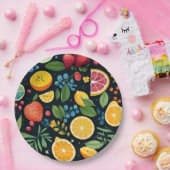 Farbenfrohe Fruchtmuster Pappteller (Party)