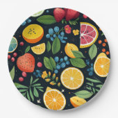 Farbenfrohe Fruchtmuster Pappteller (Vorderseite)
