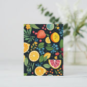 Farbenfrohe Fruchtmuster Postkarte (Stehend Vorderseite)