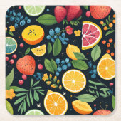Farbenfrohe Fruchtmuster Rechteckiger Pappuntersetzer (Vorderseite)