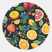 Farbenfrohe Fruchtmuster Runder Aufkleber (Vorderseite)