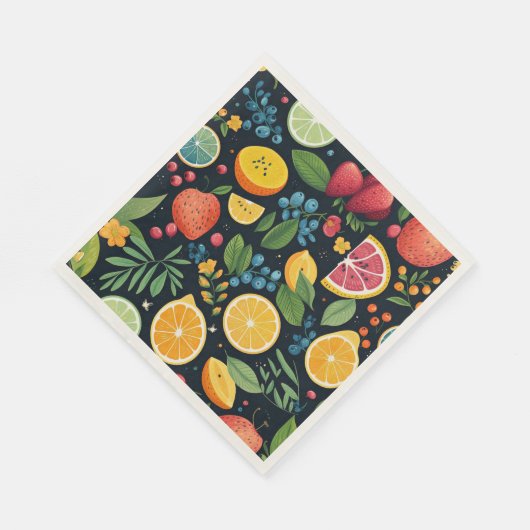Farbenfrohe Fruchtmuster Serviette (Ecke)