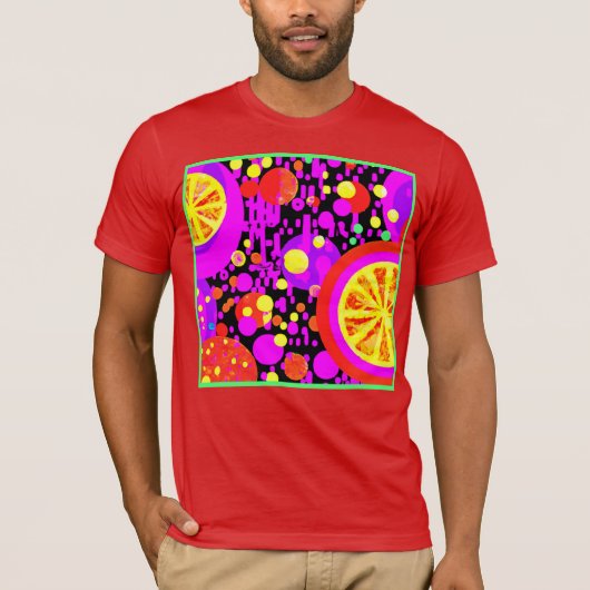 Farbenfrohe Fruchtmuster T-Shirt (Vorderseite)