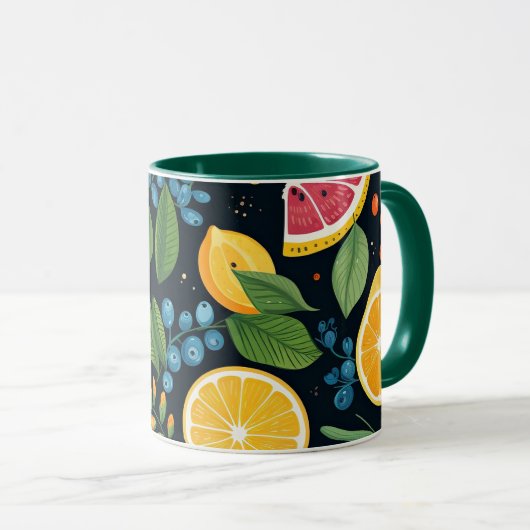 Farbenfrohe Fruchtmuster Tasse (VorderseiteRechts)