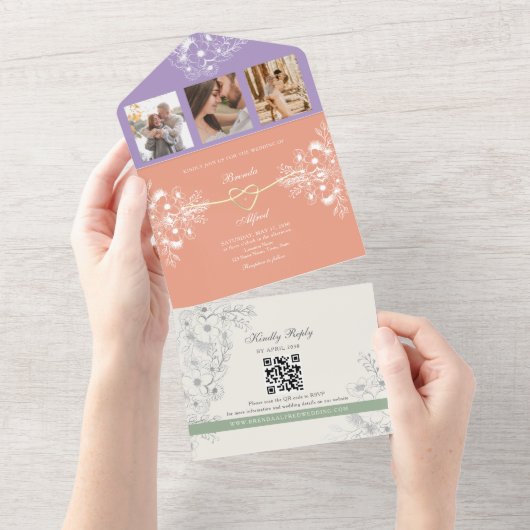 farbenfrohe Frühjahrsfeier All In One Einladung (Abreißen)