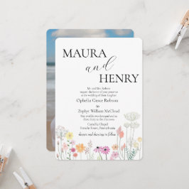 Farbenfrohe Frühjahrsfeier Wildblume Foto Hochzeit Einladung