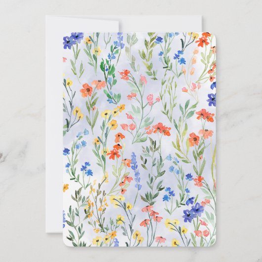 Farbenfrohe Frühjahrsfeier Wildblume Wiesen Hochze Einladung (Rückseite)