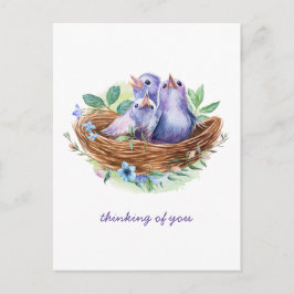 Farbenfrohe Frühjahrsjunge Vögel im Nest Denken Si Postkarte