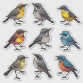 Farbenfrohe Frühling-Singvogel-Aufkleber-Set-Kolle Aufkleber (Vorderseite)