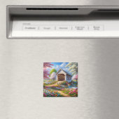 Farbenfrohe Frühlings-/blumengeschmückte Brücke & Magnet (In Situ (Geschirrspüler))