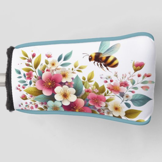 Farbenfrohe, Frühlings-/Blütenbiene Golf Headcover (Vorderseite)