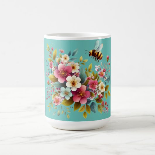Farbenfrohe, Frühlings-/Blütenbiene Kaffeetasse (Mittel)