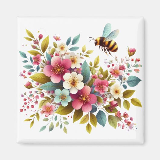 Farbenfrohe, Frühlings-/Blütenbiene Magnet (Vorne)