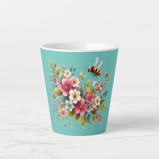 Farbenfrohe, Frühlings-/Blütenbiene Milchtasse (Vorderseite)
