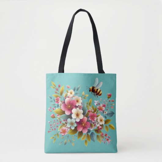 Farbenfrohe, Frühlings-/Blütenbiene Tasche (Vorderseite)
