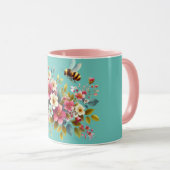 Farbenfrohe, Frühlings-/Blütenbiene Tasse (VorderseiteRechts)