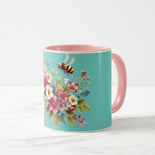 Farbenfrohe, Frühlings-/Blütenbiene Tasse (VorderseiteRechts)