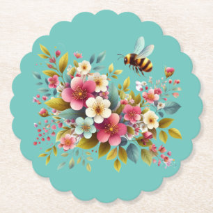 Farbenfrohe, Frühlings-/Blütenbiene Untersetzer