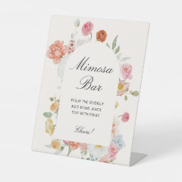 Farbenfrohe Frühlingsblumen Arch Mimosa Bar Sockelschild