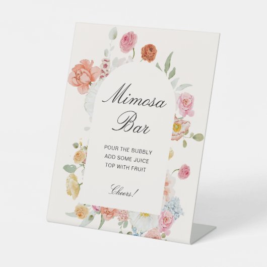 Farbenfrohe Frühlingsblumen Arch Mimosa Bar Sockelschild (Vorderseite)