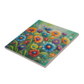 Farbenfrohe Frühlingsblumen Fliese (Seite)