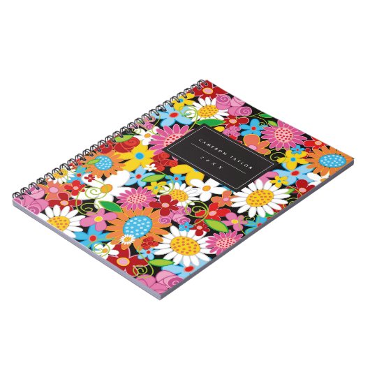 Farbenfrohe Frühlingsblumen Garden Custom Notebook Notizblock (Linke Seite)